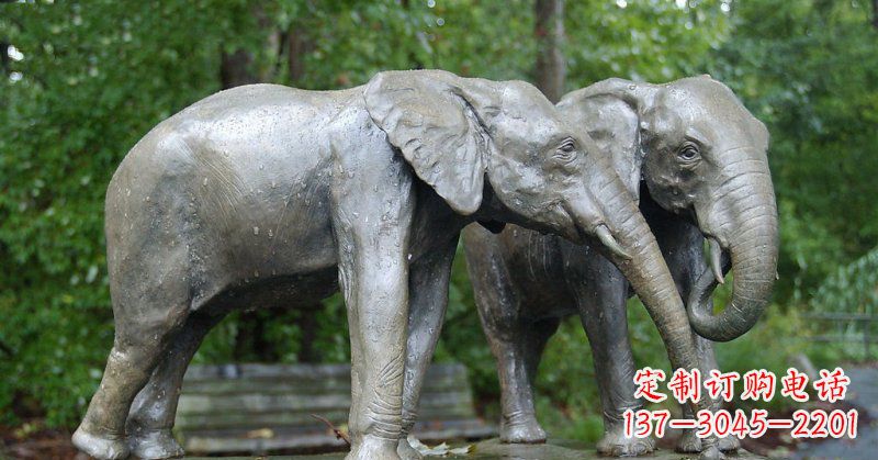 南京公园大象动物铜雕 (2)