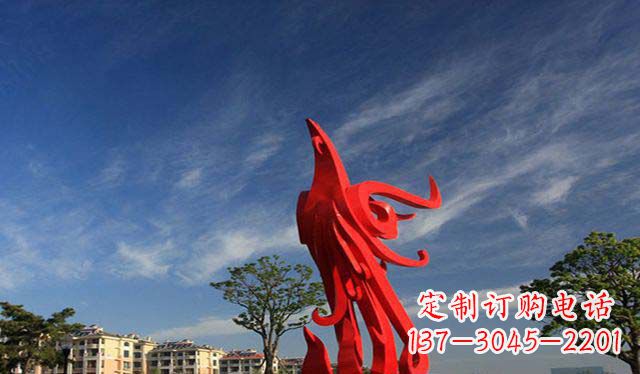 南京公园大型不锈钢凤凰雕塑