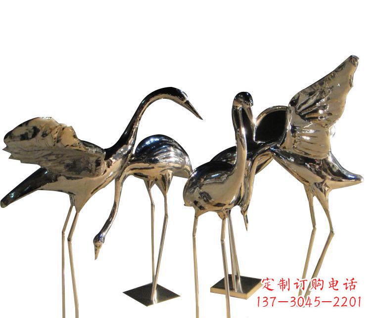 南京三角中国领雕塑不锈钢仙鹤雕塑