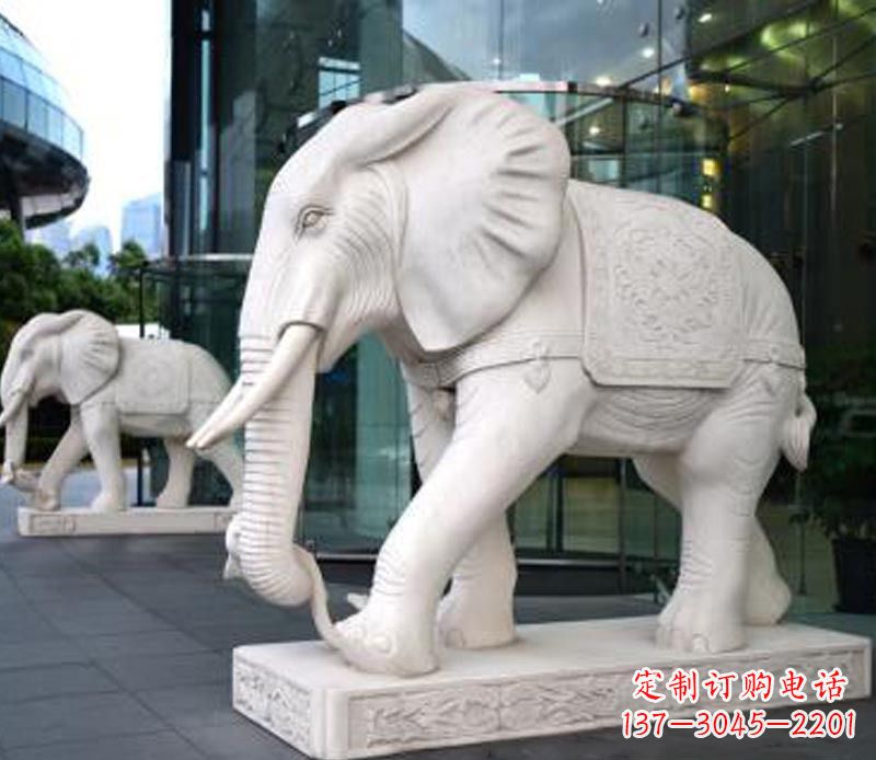 南京公园动物大理石大象石雕 (4)