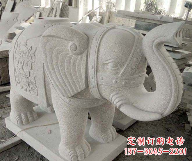 南京公园动物大理石大象石雕 (3)