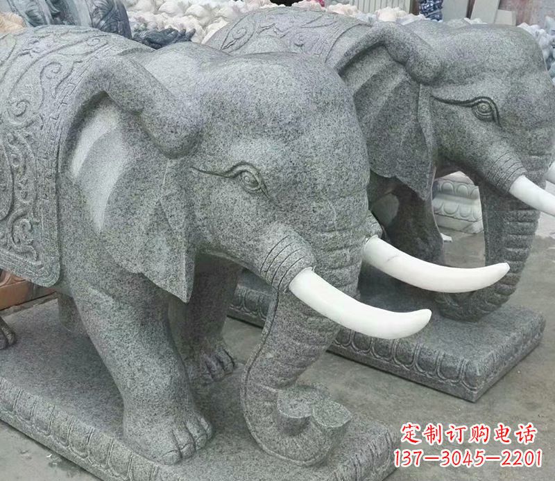 南京公园动物大理石大象石雕 (6)