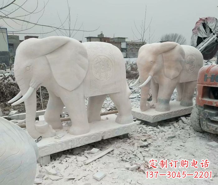 南京公园动物大象石雕 (5)