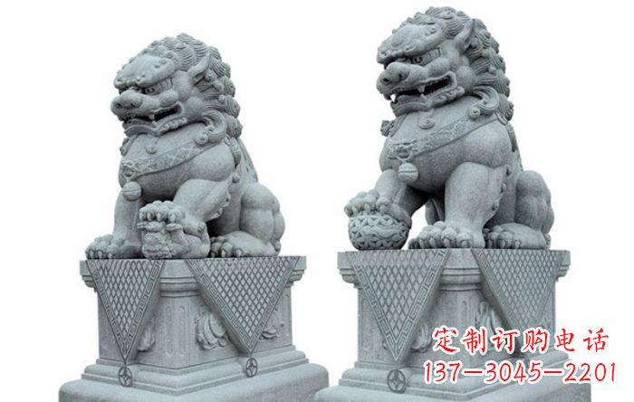 南京雕刻精美的狮子石雕