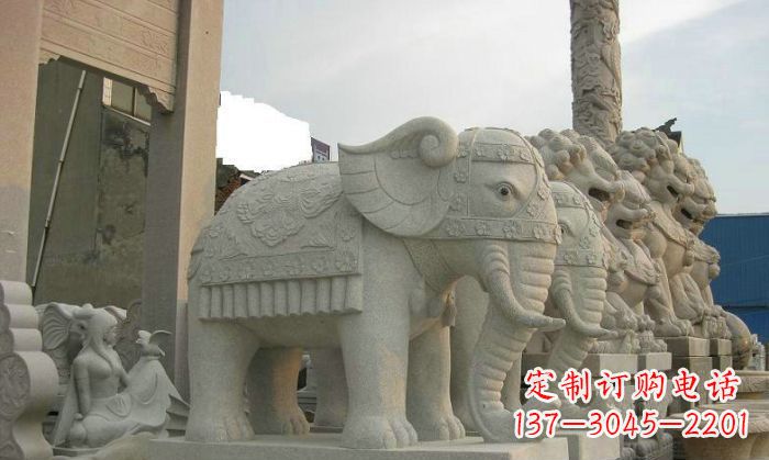 南京公园动物招财大象石雕 (2)