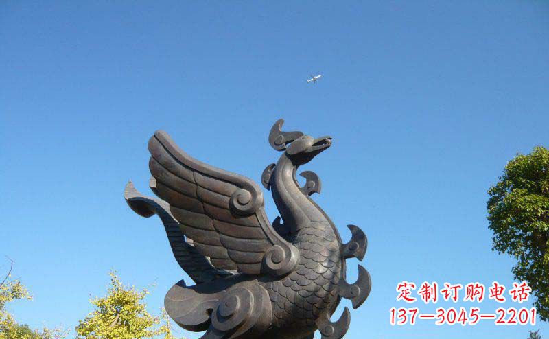 南京公园凤凰景观铜雕