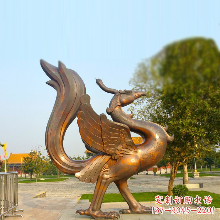 南京纯铜铸造的四灵之朱雀雕塑