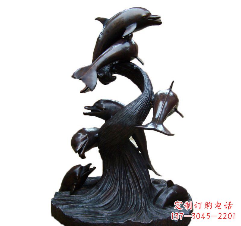 南京公园海豚喷泉铜雕
