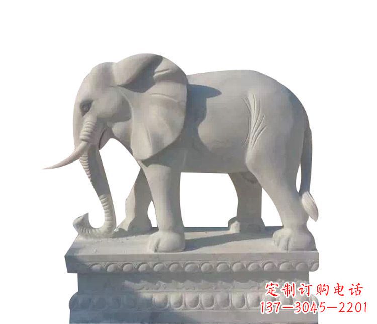 南京公园汉白玉大象动物石雕