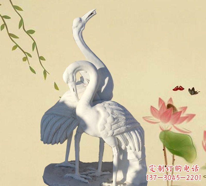南京公园汉白玉仙鹤石雕