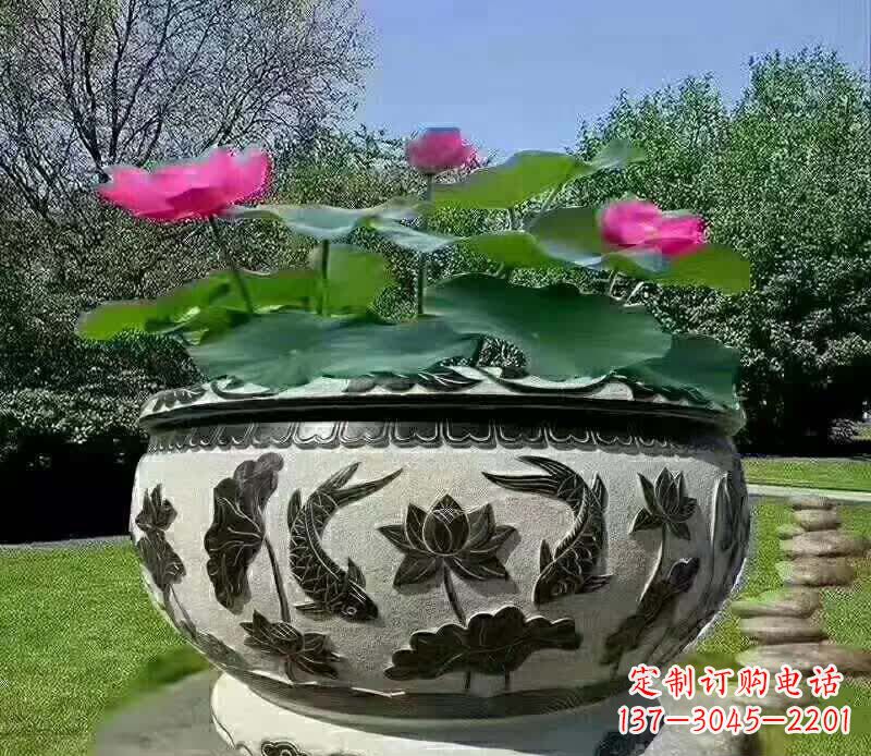 南京唯美鲤鱼水缸雕塑