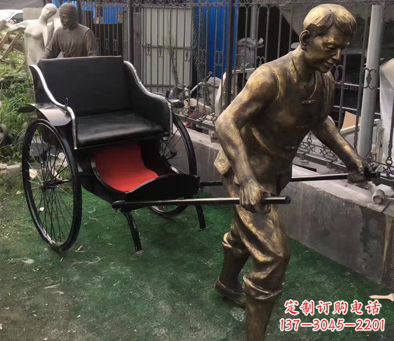 南京精美铜雕车夫人物雕塑