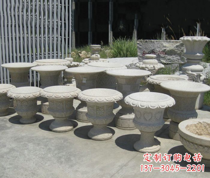 南京大理石花盆石雕艺术品