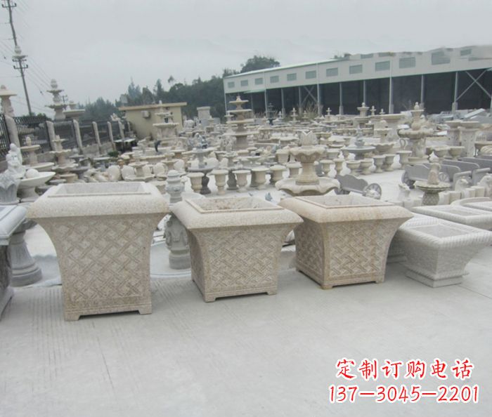 南京优雅花盆大理石雕塑