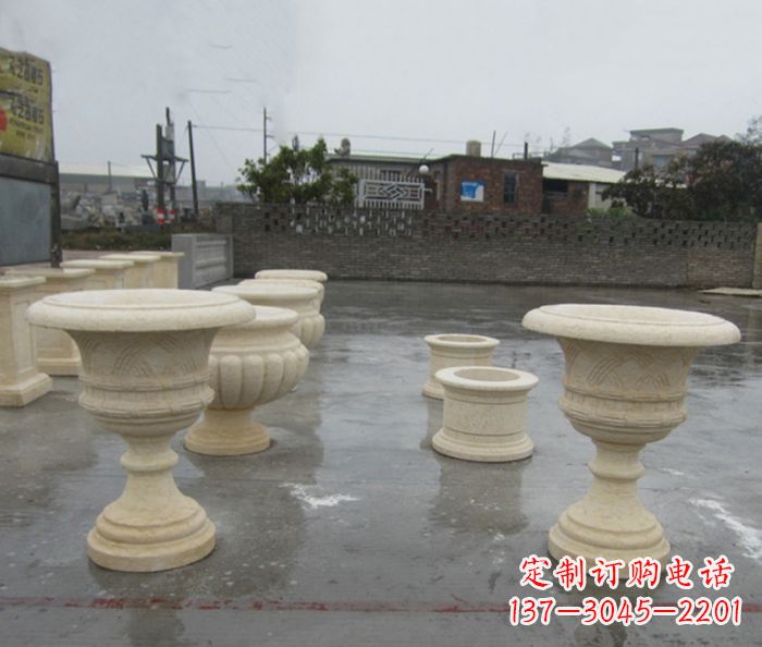 南京完美绽放——大理石花盆石雕