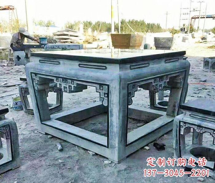 南京雕塑艺术方形石桌凳