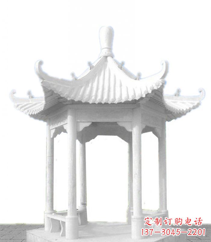 南京公园景观汉白玉石雕凉亭 (2)