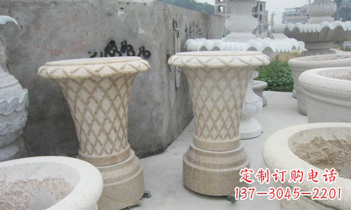 南京花篮式石雕镂空花盆