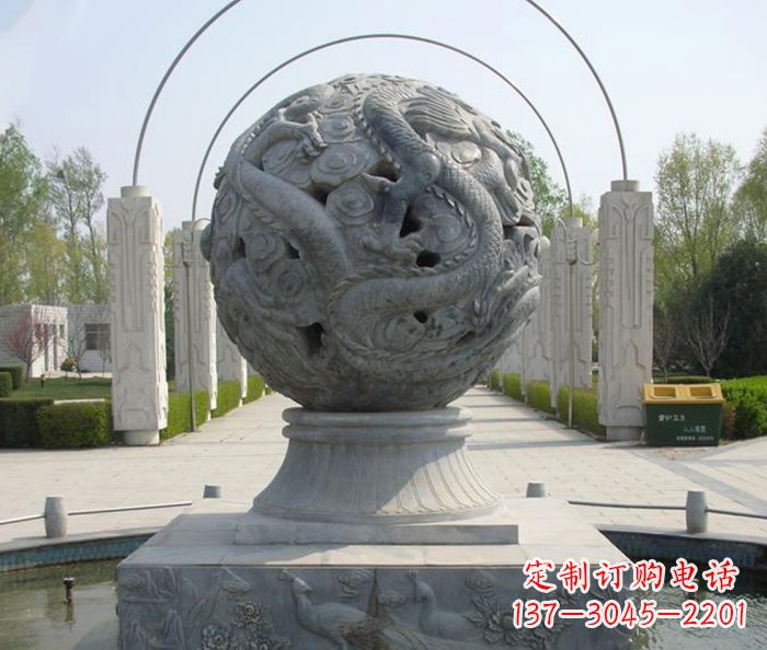 南京公园景观镂空龙浮雕喷泉石雕