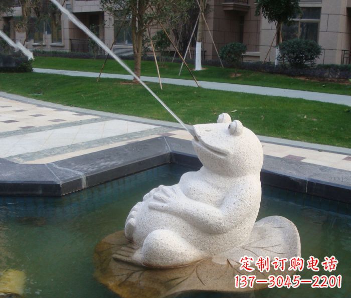 南京精美青蛙喷泉石雕