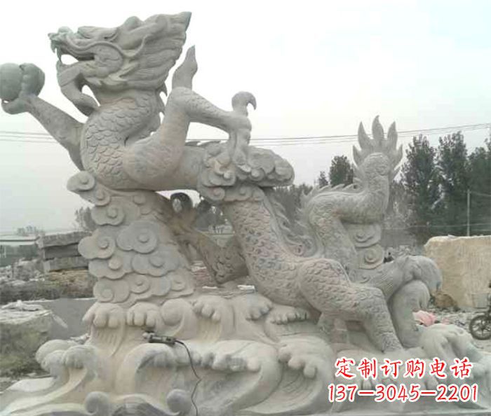 南京公园景观青龙出水石雕
