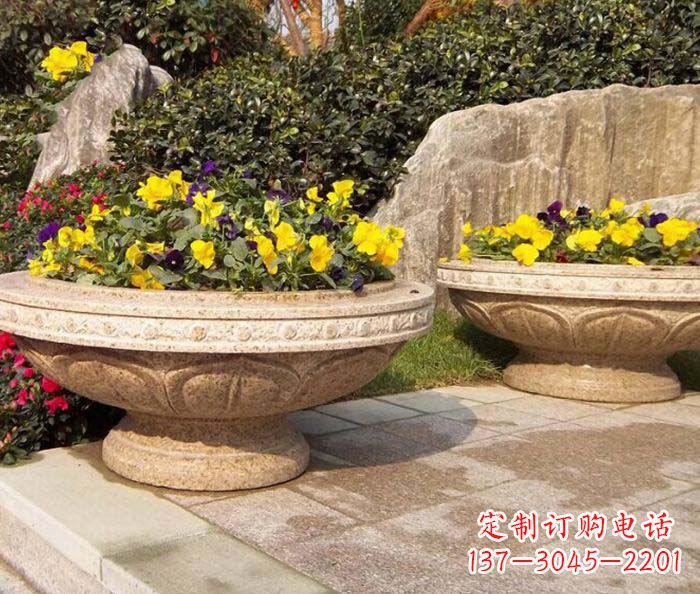 南京公园景观砂岩花盆石雕 (2)