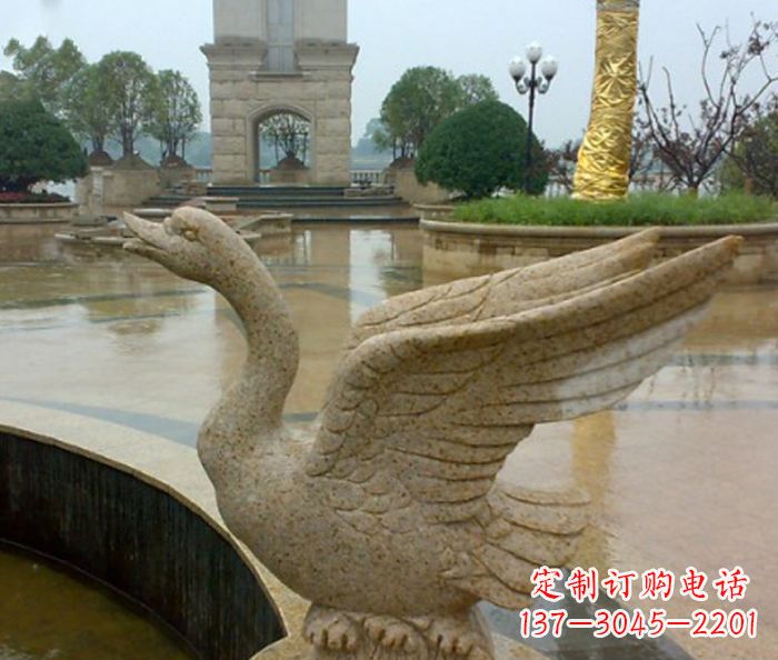 南京精美砂岩天鹅喷泉石雕