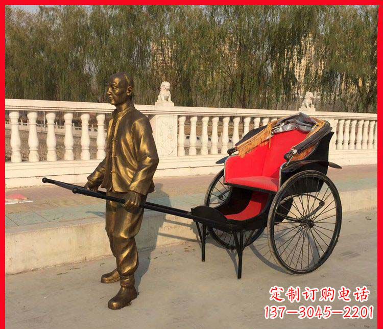 南京黄包车铜雕精湛工艺，体现传统文化