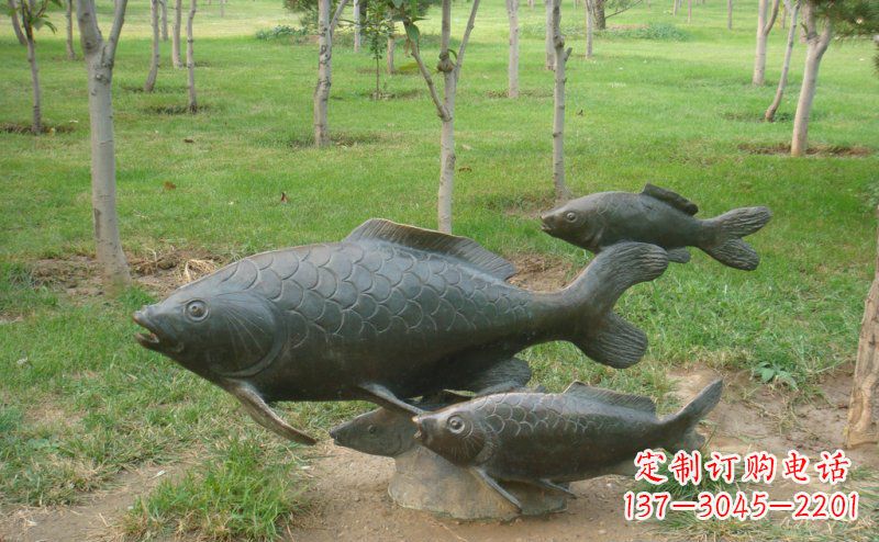 南京公园鲤鱼动物铜雕 (2)