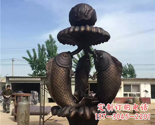 南京公园鲤鱼喷泉铜雕