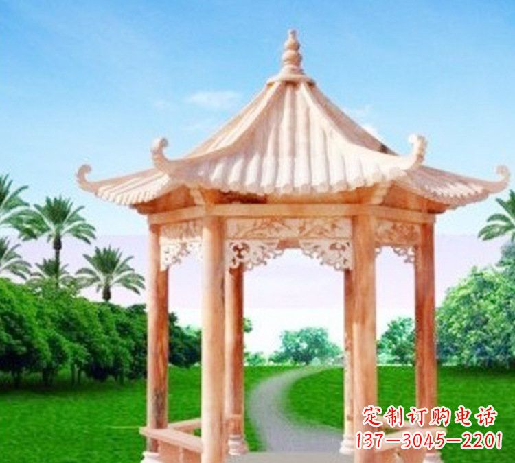 南京公园六角凉亭石雕