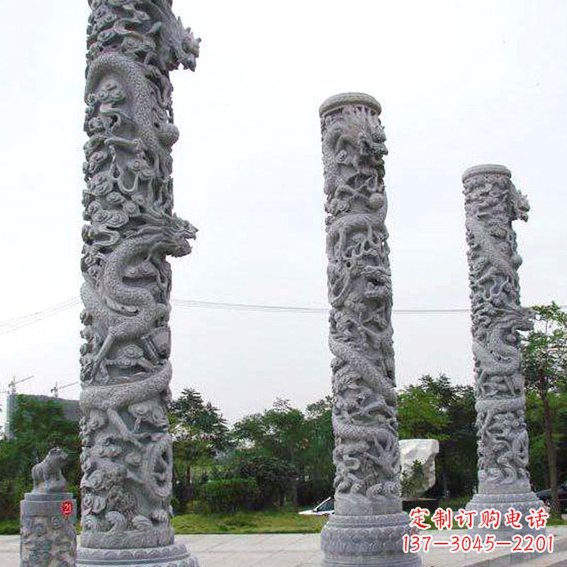 南京精美的公园景观龙柱雕塑
