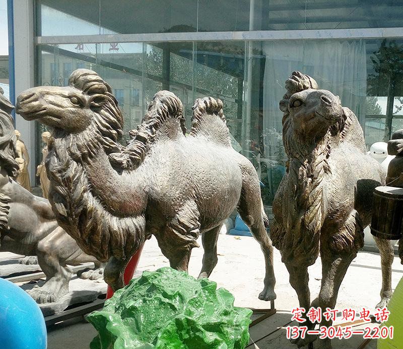 南京公园骆驼动物铜雕 (2)