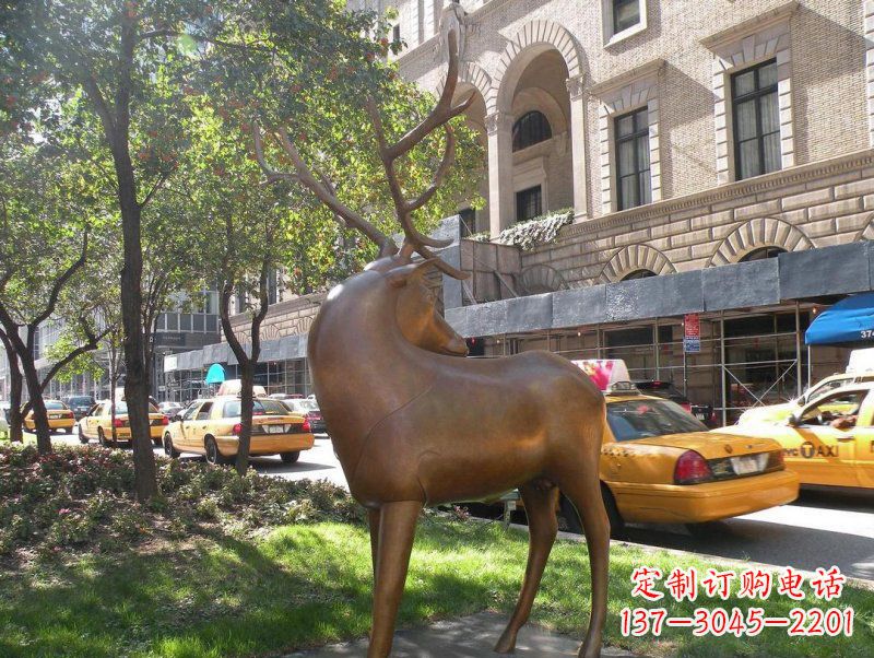 南京公园梅花鹿景观铜雕