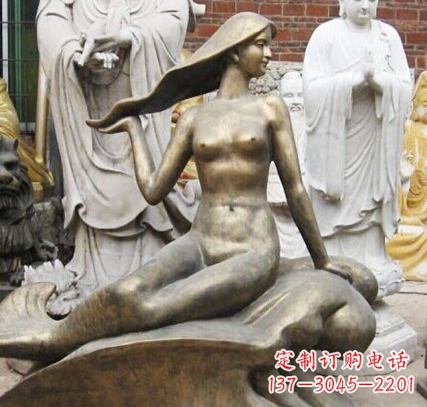 南京公园美人鱼景观铜雕 (3)