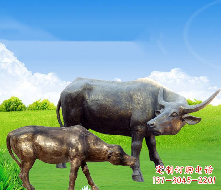 南京公园母子黄牛铜雕