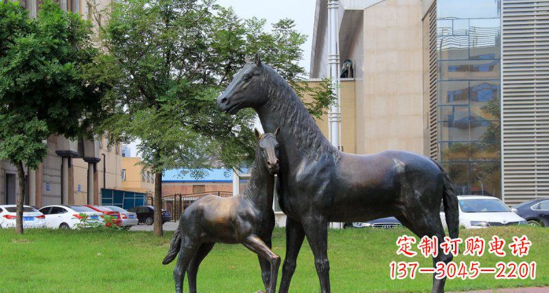 南京优质实木母子马铜雕