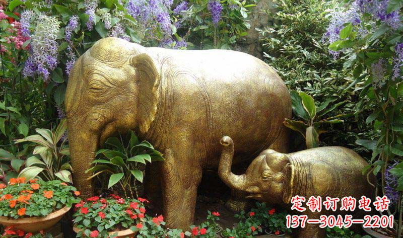南京铜雕母子象艺术雕塑