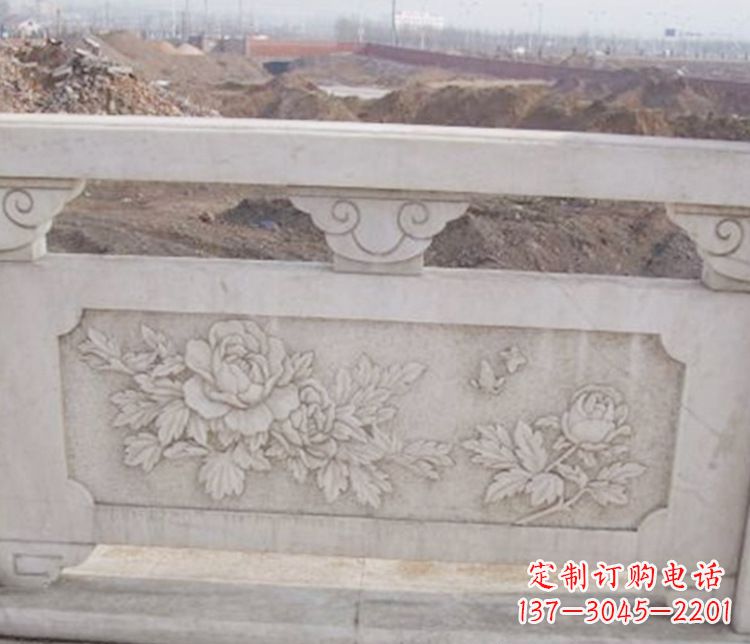 南京牡丹花浮雕石栏板景观雕塑