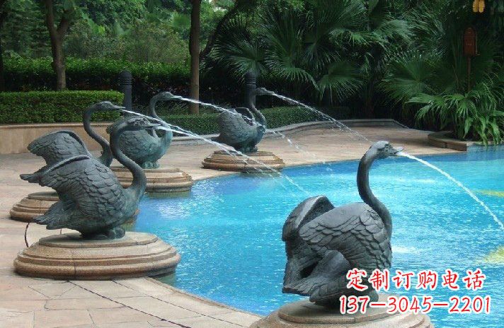 南京精美雕刻的天鹅喷泉雕塑