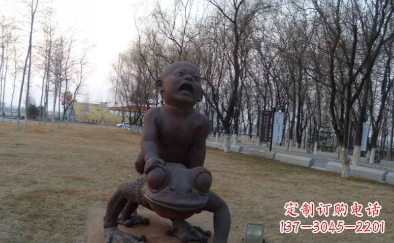 南京中领雕塑铸造的可爱萌趣青蛙铜雕