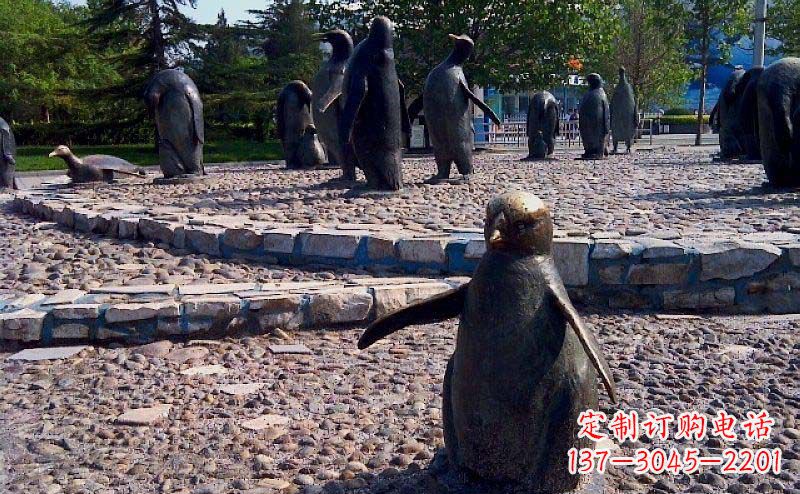 南京公园企鹅动物铜雕