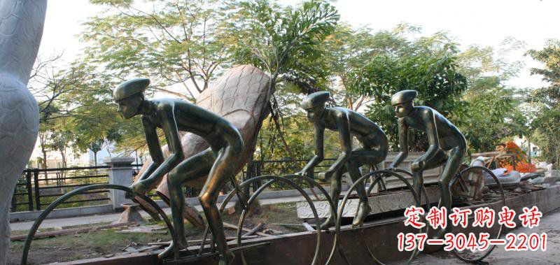 南京精致铜雕自行车景观雕塑
