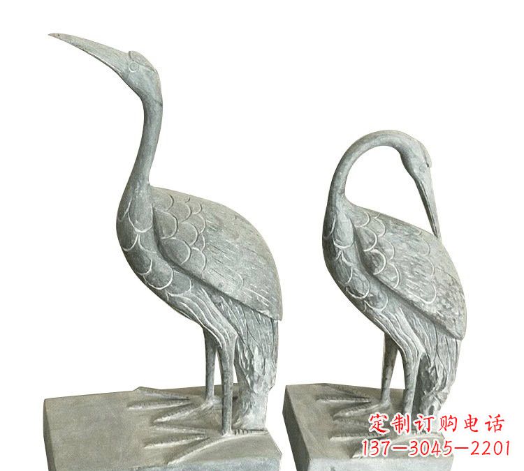 南京完美纯手工雕刻青石仿古丹顶鹤石雕
