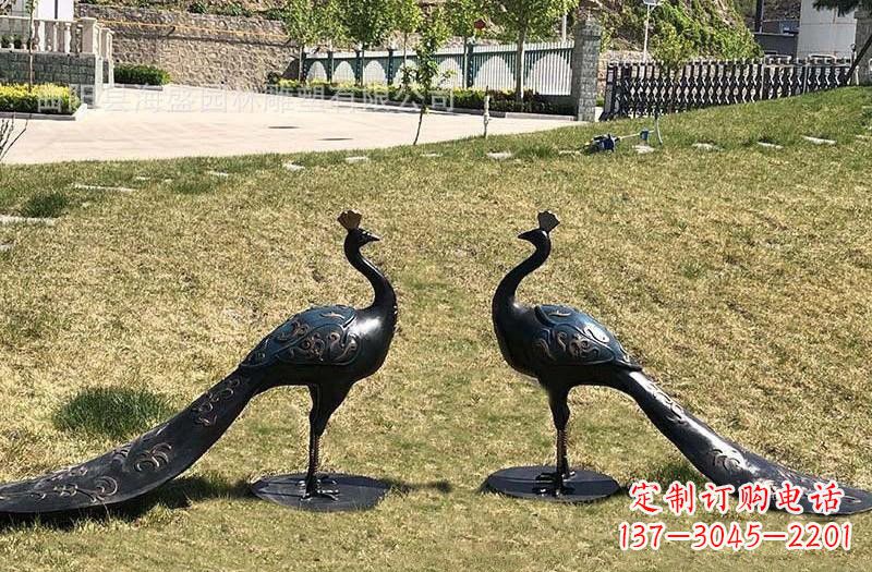 南京公园青铜孔雀雕塑