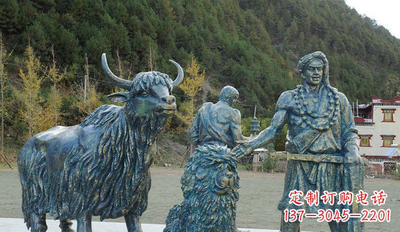 南京中领雕塑定制牦牛景观铜雕