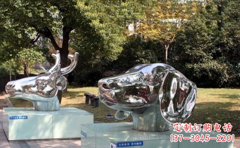 南京不锈钢十二生肖头像雕塑