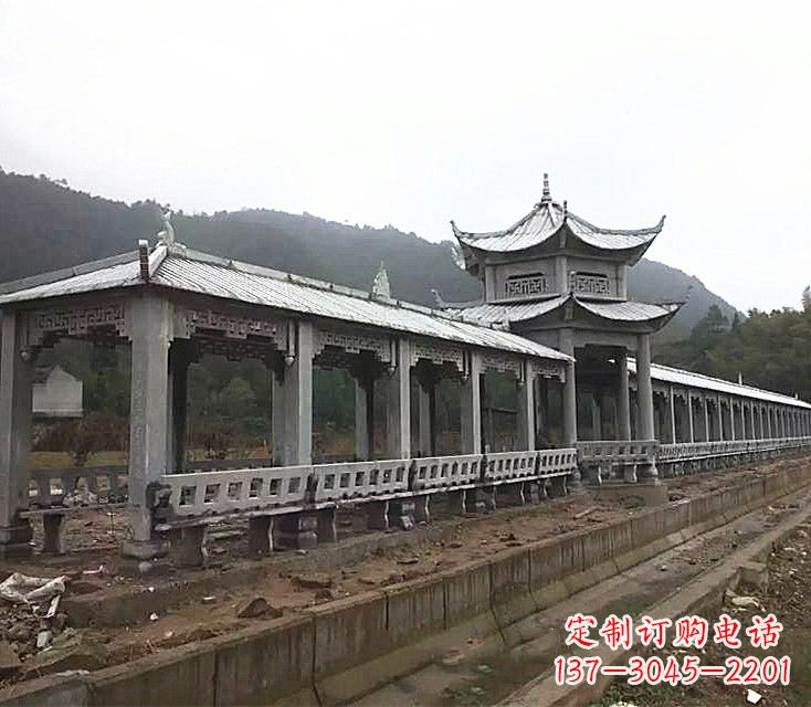 南京中领雕塑定制精美的公园石雕亭子长廊