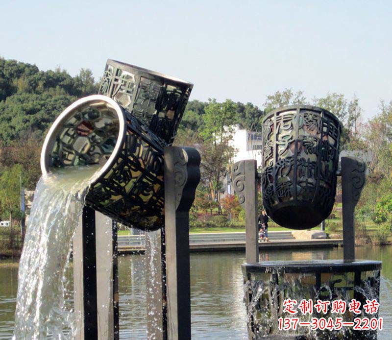 南京精美的铜制公园水缸喷泉雕塑