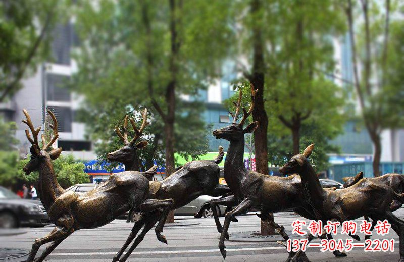 南京艺术精美的铜雕群鹿动物雕塑